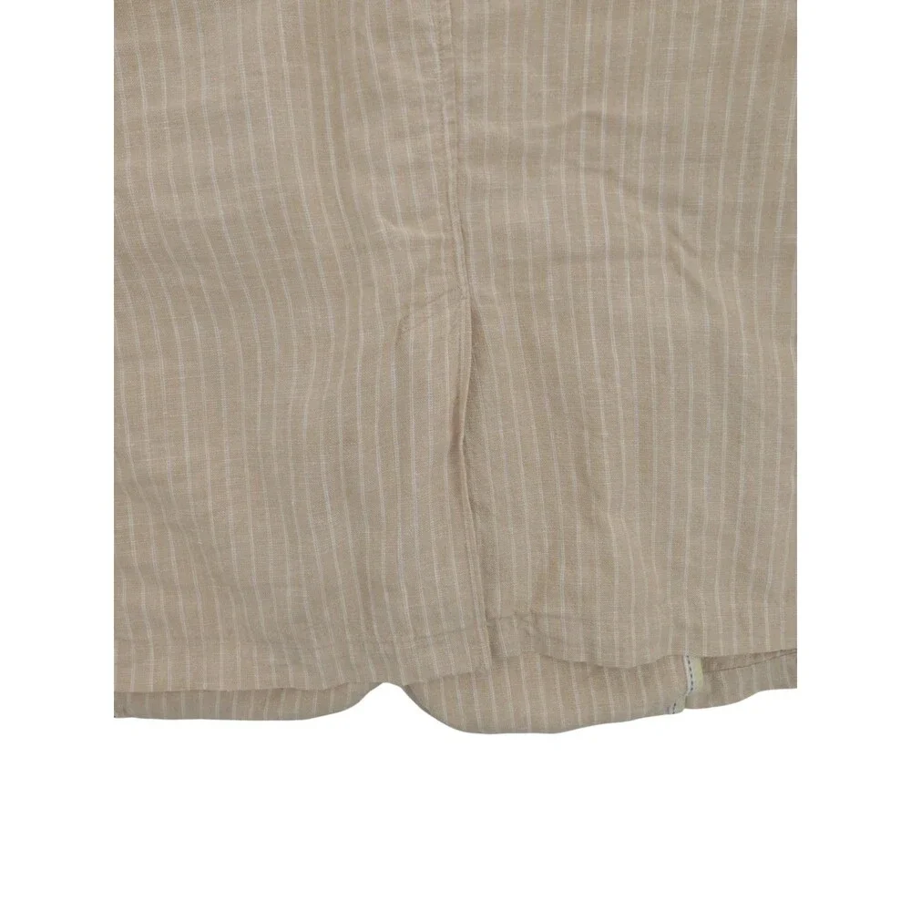 Brandini Sz XXL 100% Linen Tan Blazer White Pinstripes Relaxed Yacht Boho Hippie